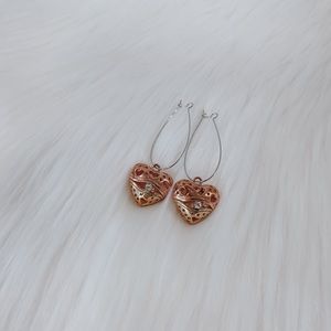 Gold and Rose Gold Heart Earring